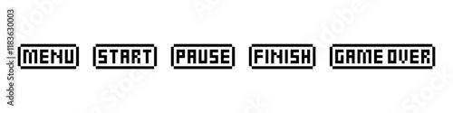 Game buttons icon set pixel art