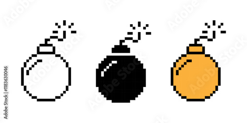 Bomb pixel icon simple design