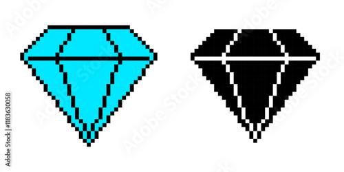 Pixel diamond icon retro design