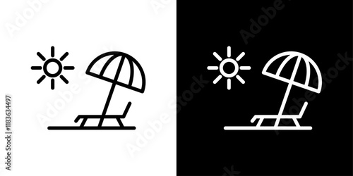 Beach chair icon set in stroke style