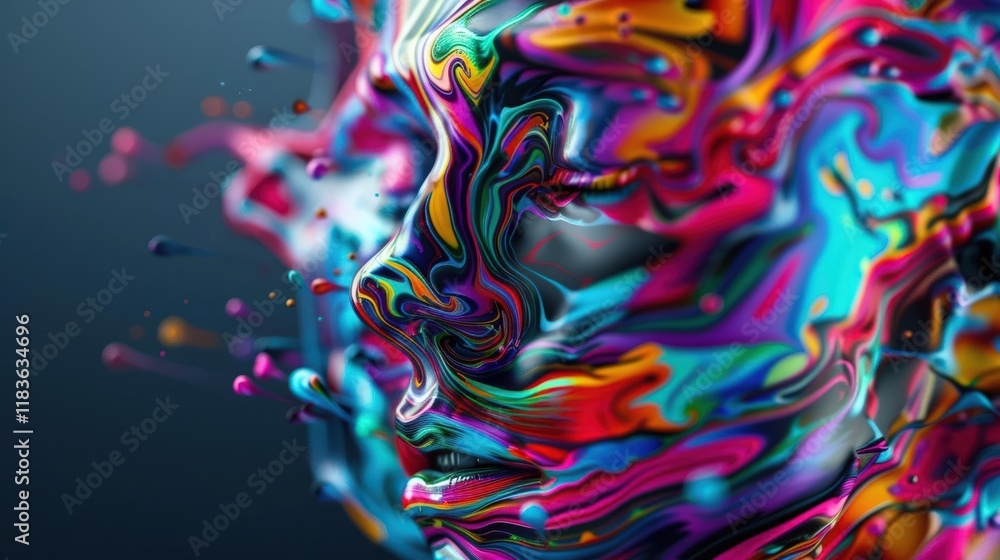 Fototapeta premium A Close-up Shot of a Abstract human faces with digital patterns and bright colors