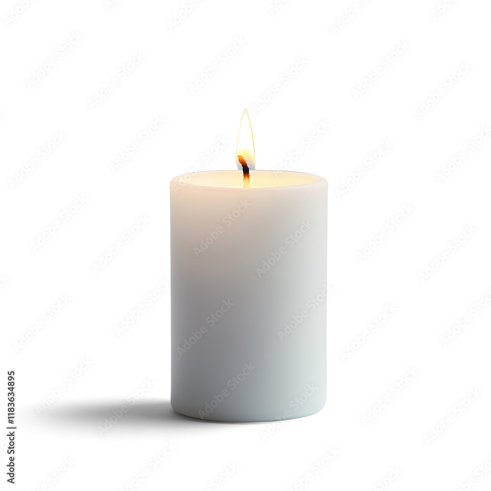 White Candle with Flame on a Transparent Background White Candle with Flame on a Transparent Background