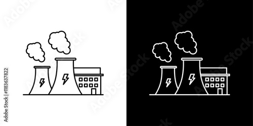 Heat power station icon set in stroke style