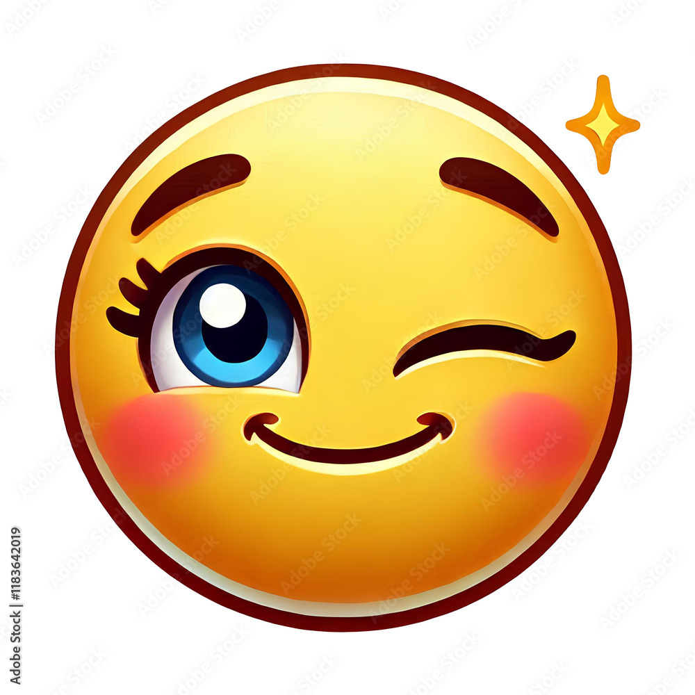 Cartoon Winking Face Isolated on White Cartoon Winking Face Isolated on White
