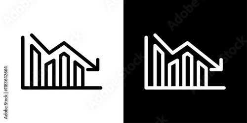 Reduction chart icon set in stroke style