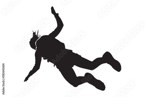 Sky diving silhouette vector illustration