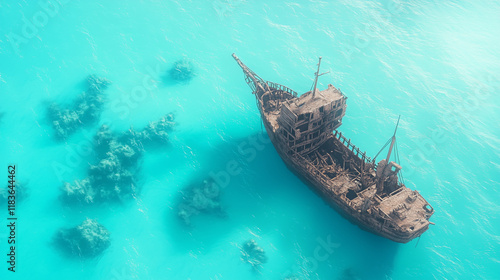 Sunken Shipwreck in Turquoi...