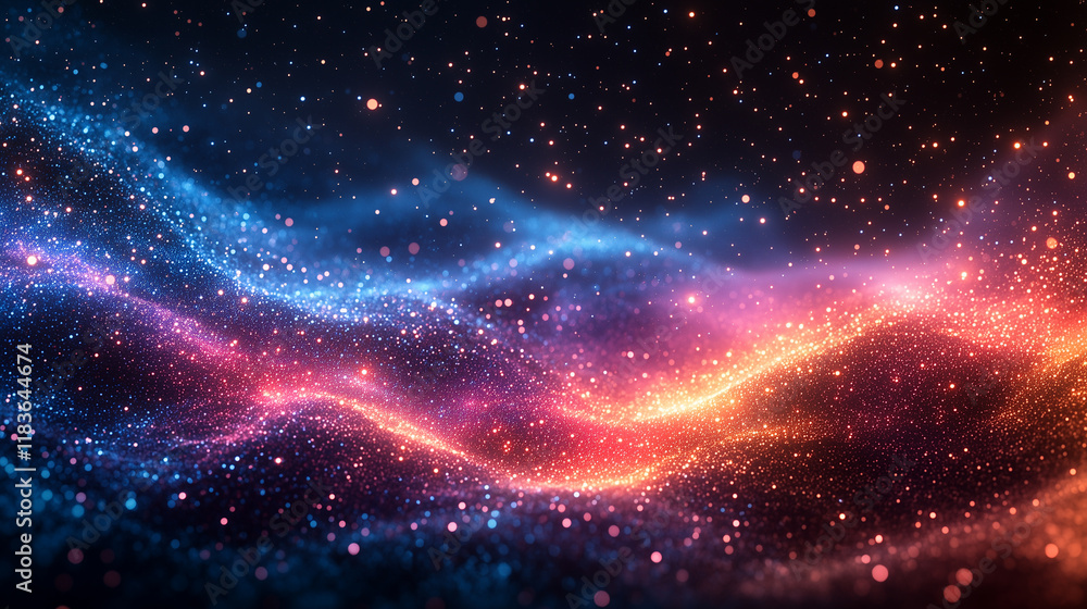 Obraz premium Vibrant Cosmic Galaxy with Sparkling Stars and Nebula Waves