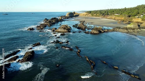 USA, OR, Yachats, Elephant Rock, 2024-11-29 - Drone view of Elephant Rock photo