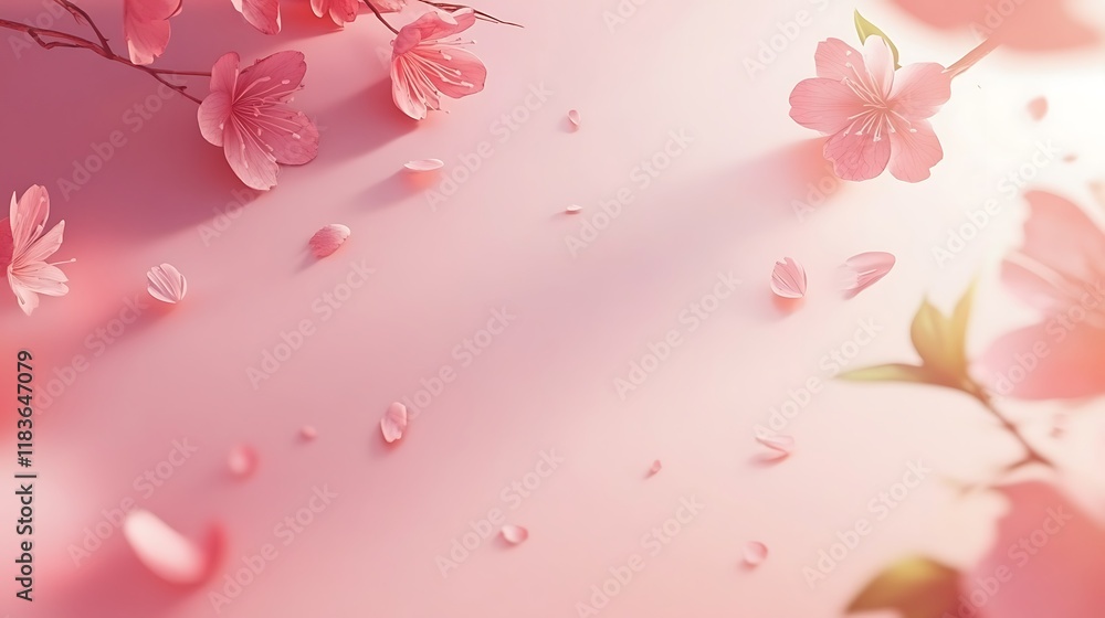 Delicate Pink Blossoms Scattered on Soft Background Delicate Pink Blossoms Scattered on Soft Background