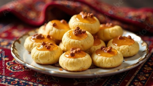 Arabian sweet tharine with honey and nuts, a popular Ramadan treat. Traditional national dishes for Ramadan. Islam, faith, religion, traditions photo