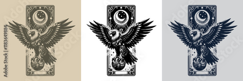 fierce eagle playing card tattoo design