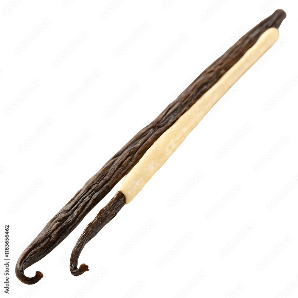 Single vanilla bean pod on a transparent background Single vanilla bean pod on a transparent background