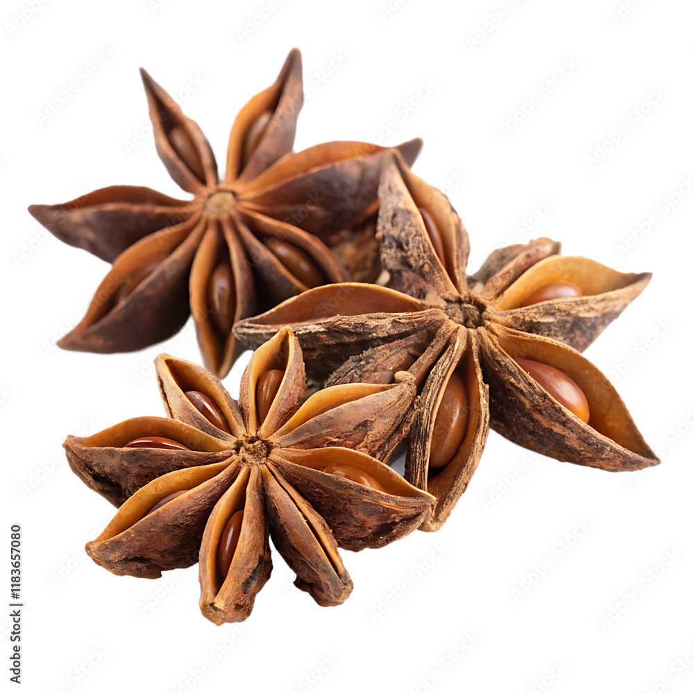 Star anise spice on a transparent background Star anise spice on a transparent background