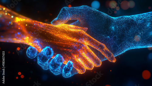 Digital handshake, symbolizing business-related connections photo