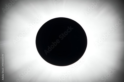 Solar eclipse with the moon perfectly covering the sun, creating a glowing corona against a dark sky, symbolizing cosmic alignment and natural wonder photo