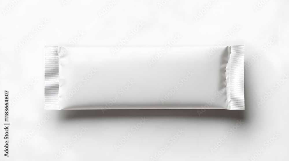 Top view bar snack white packaging mock up, isolated on white background. Top view bar snack white packaging mock up, isolated on white background.