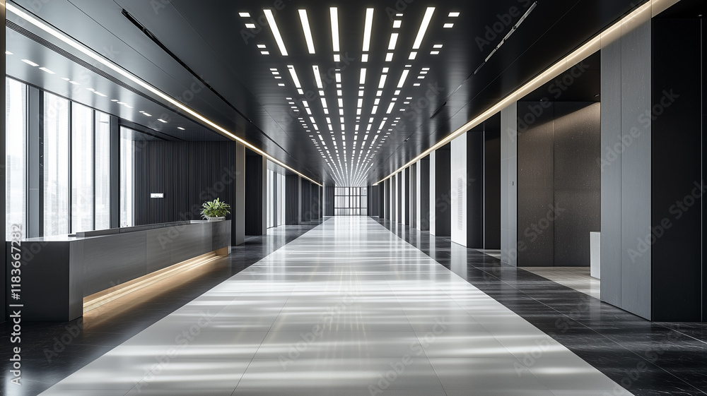 corridor in a modern building corridor in a modern building