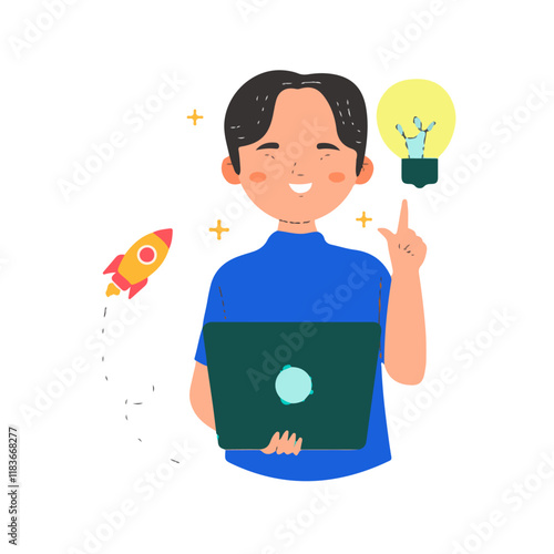 person with idea bulb