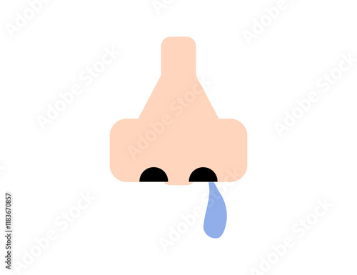 鼻水を垂らす鼻のアイコンのイラスト