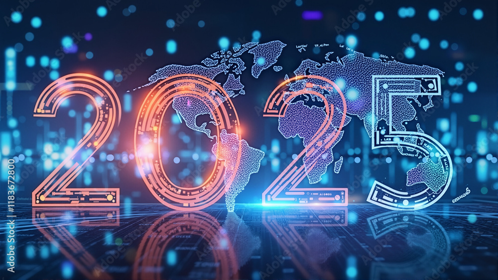 Fototapeta premium Step into the Future: Embrace Innovation and Growth with a Vision for 2025