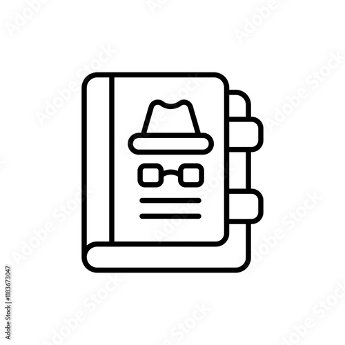 Detective novel outline icons, minimalist vector illustration ,simple transparent graphic element .Isolated on white background