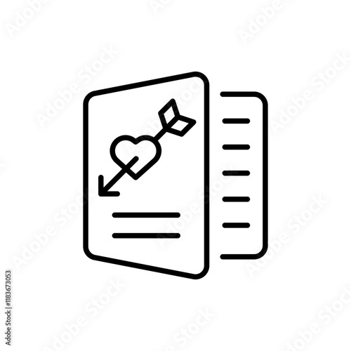 Romance book outline icons, minimalist vector illustration ,simple transparent graphic element .Isolated on white background