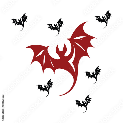 Bat vector design set icon black on simple background 