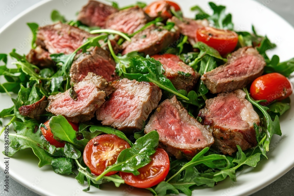 Arugula lamb and tomato salad Healthy vegan meal Overhead view on a white table Arugula lamb and tomato salad Healthy vegan meal Overhead view on a white table