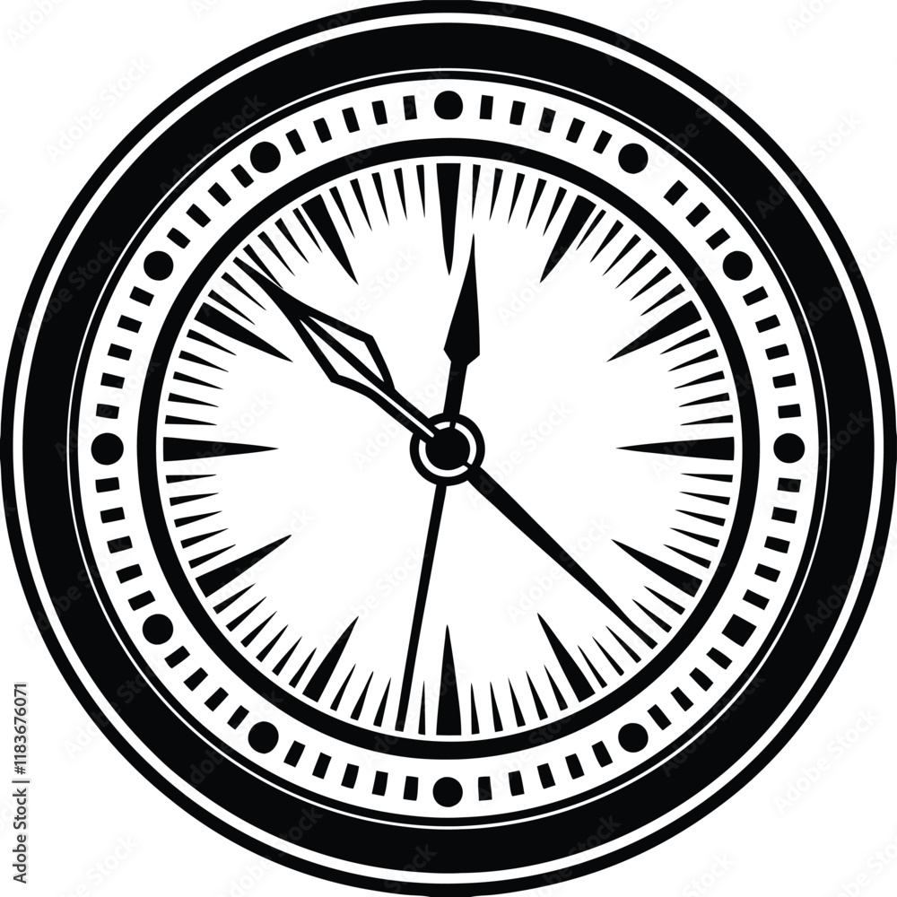 A round wall clock with bold numbers and a clock. A round wall clock with bold numbers and a clock.
