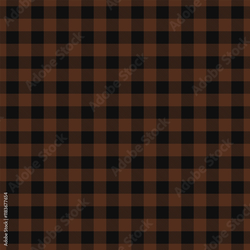 Stylish brown and black buffalo plaid pattern. Perfect for autumnal designs, rustic backgrounds, fabric prints, or website textures.  Clean, seamless repeat. Ideal for fall projects.