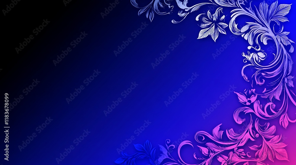 Elegant Floral Design On A Blue Gradient Background Elegant Floral Design On A Blue Gradient Background