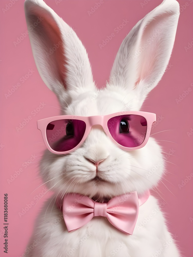 Obraz premium photo beautiful Rabbit wearing Cool sunglasses on Isolated Background