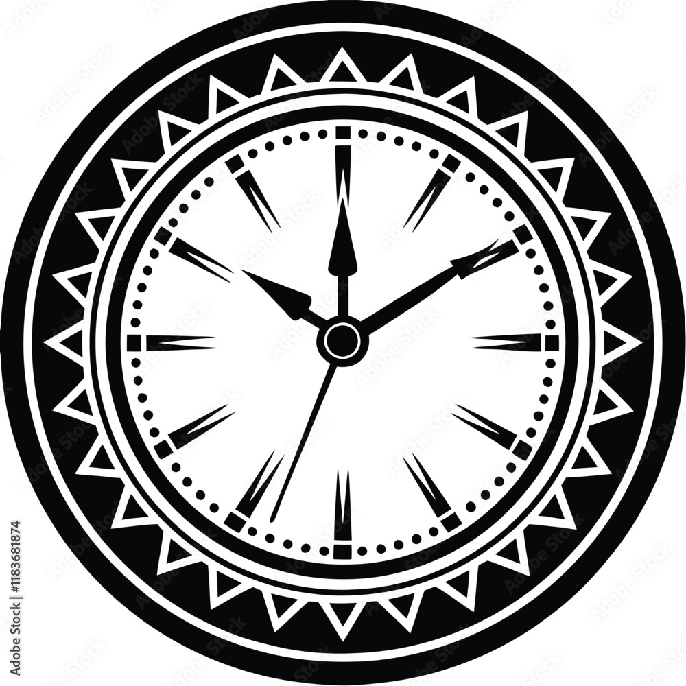 A round wall clock with bold numbers and a clock. A round wall clock with bold numbers and a clock.