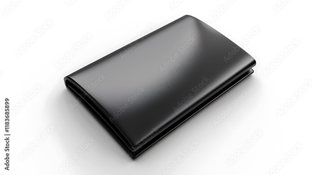 A black wallet with a shiny surface A black wallet with a shiny surface