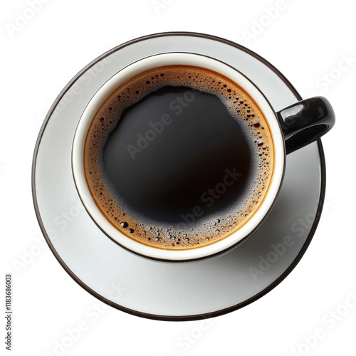 black coffee cup overhead view photo