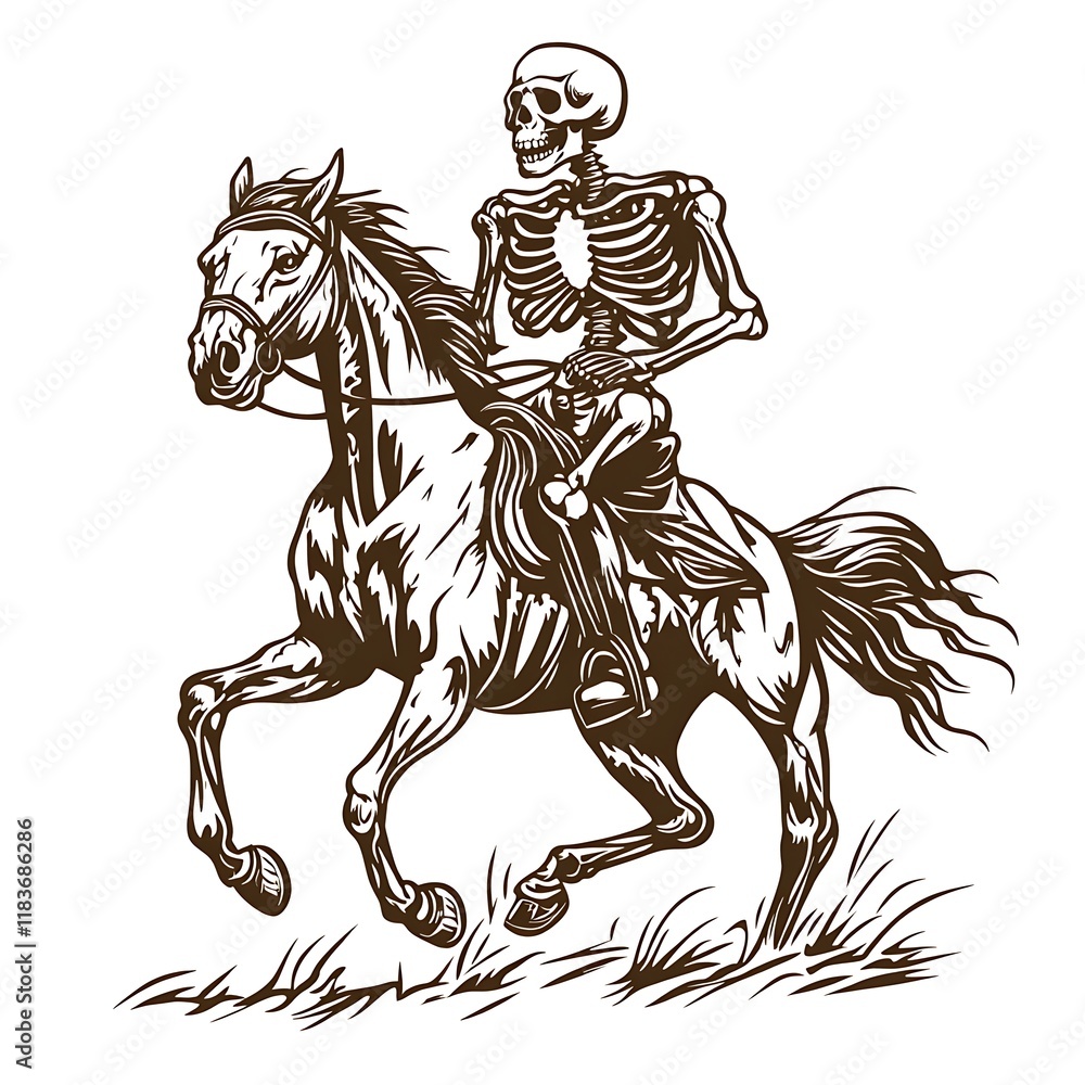 Obraz premium Skeleton Horseman Illustration (1)