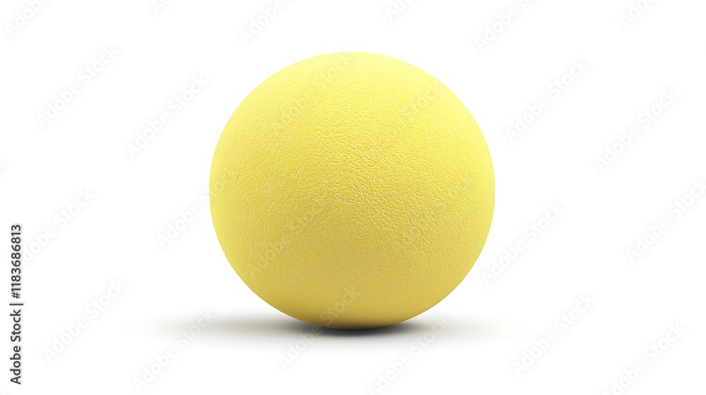 A yellow ball sits on a white background A yellow ball sits on a white background