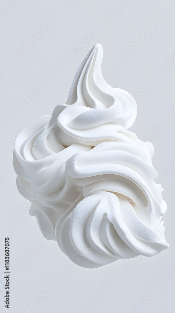 Fototapeta premium White whipped cream or ice cream swirl isolated on white background