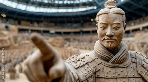 High resolution image of Terracotta Army in Xian, showcasing soldier statue photo