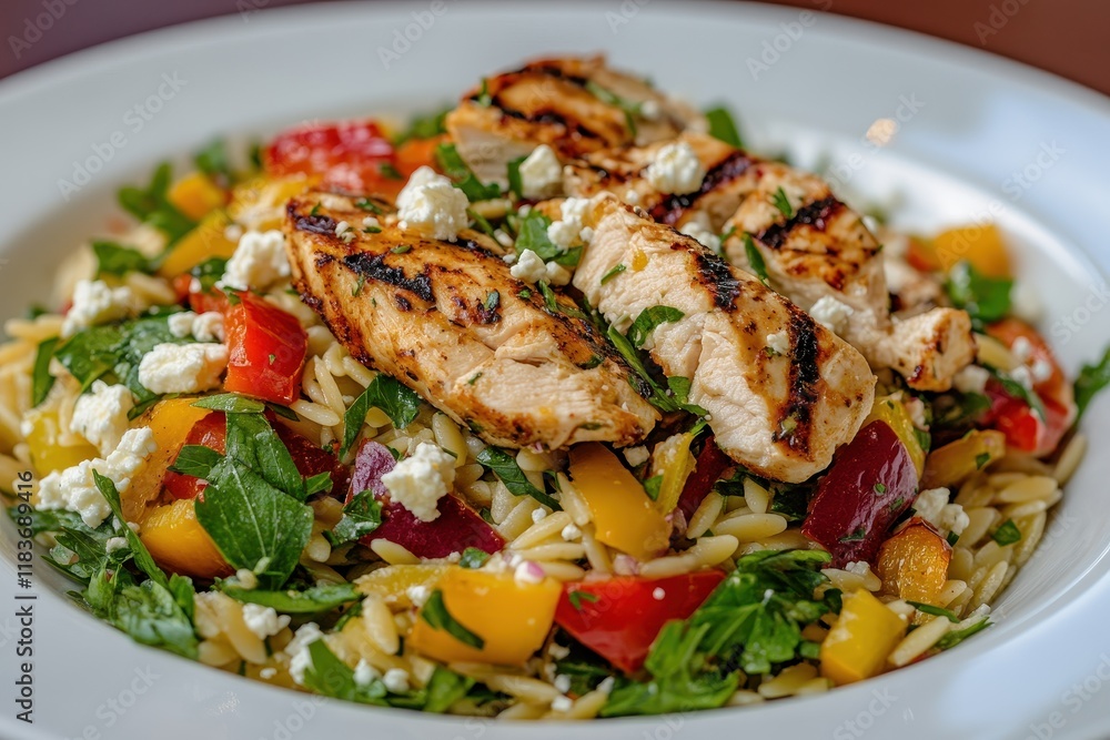 Chicken Orzo Salad with Peppers and Feta made at home Chicken Orzo Salad with Peppers and Feta made at home