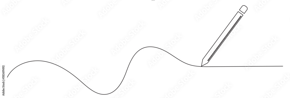 Obraz premium One continuous line illustration of a pencil. Line art of pencil. vector illustration. EPS 10