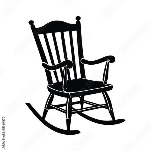 Vintage wooden rocking chair on white background