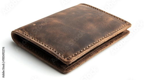 A brown leather wallet with a brown leather strap