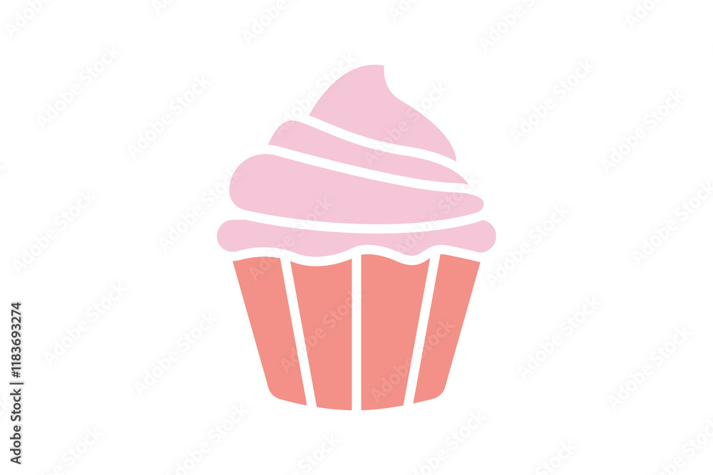 Cupcake icon. solid icon style. icon related to food, party. food elements vector illustration Cupcake icon. solid icon style. icon related to food, party. food elements vector illustration