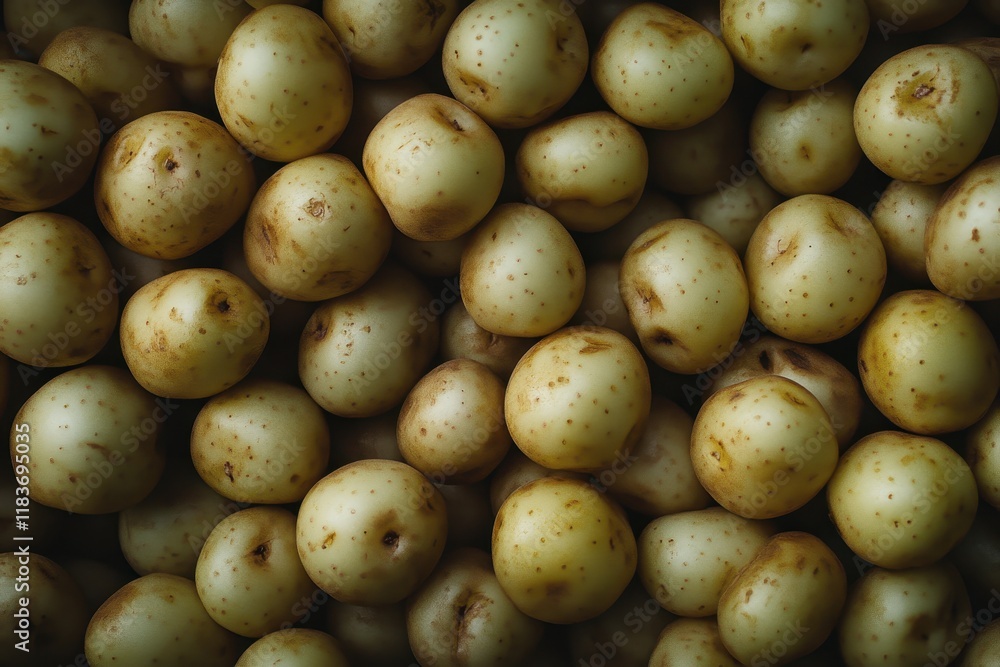 Close up of raw white potatoes from above Close up of raw white potatoes from above