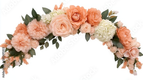 Elegant Floral Arch Arrangement with Peach and Cream Flowers
