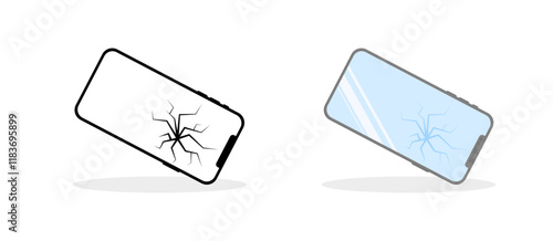 Broken phone icons. Linear and flat style. Vector icons.