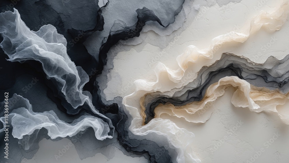 Abstract watercolor art featuring dark and light tones blending harmoniously on a textured surface Abstract watercolor art featuring dark and light tones blending harmoniously on a textured surface