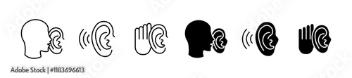 Hear set icons. Linear and silhouette style. Vector icons.